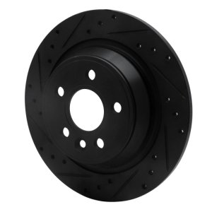 Ford Focus RS Brake Rotor (1) - Rear Left - R1 Concepts - Drilled & Slotted - Black - `09-`15